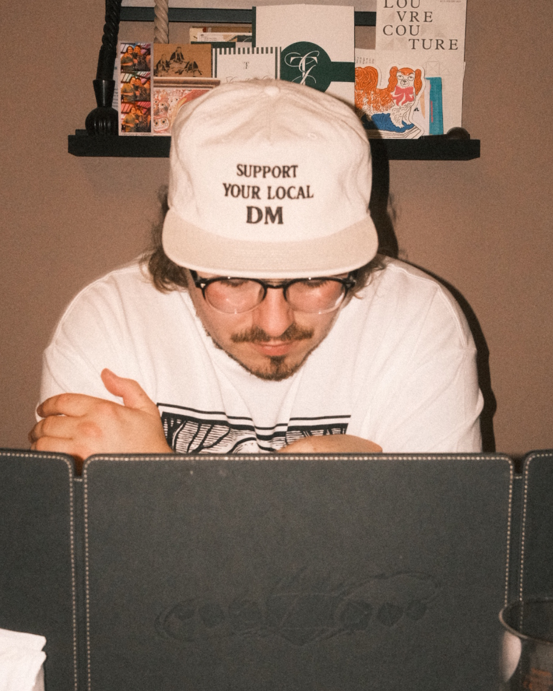 Support your local DM 5-panel cap in Bone
