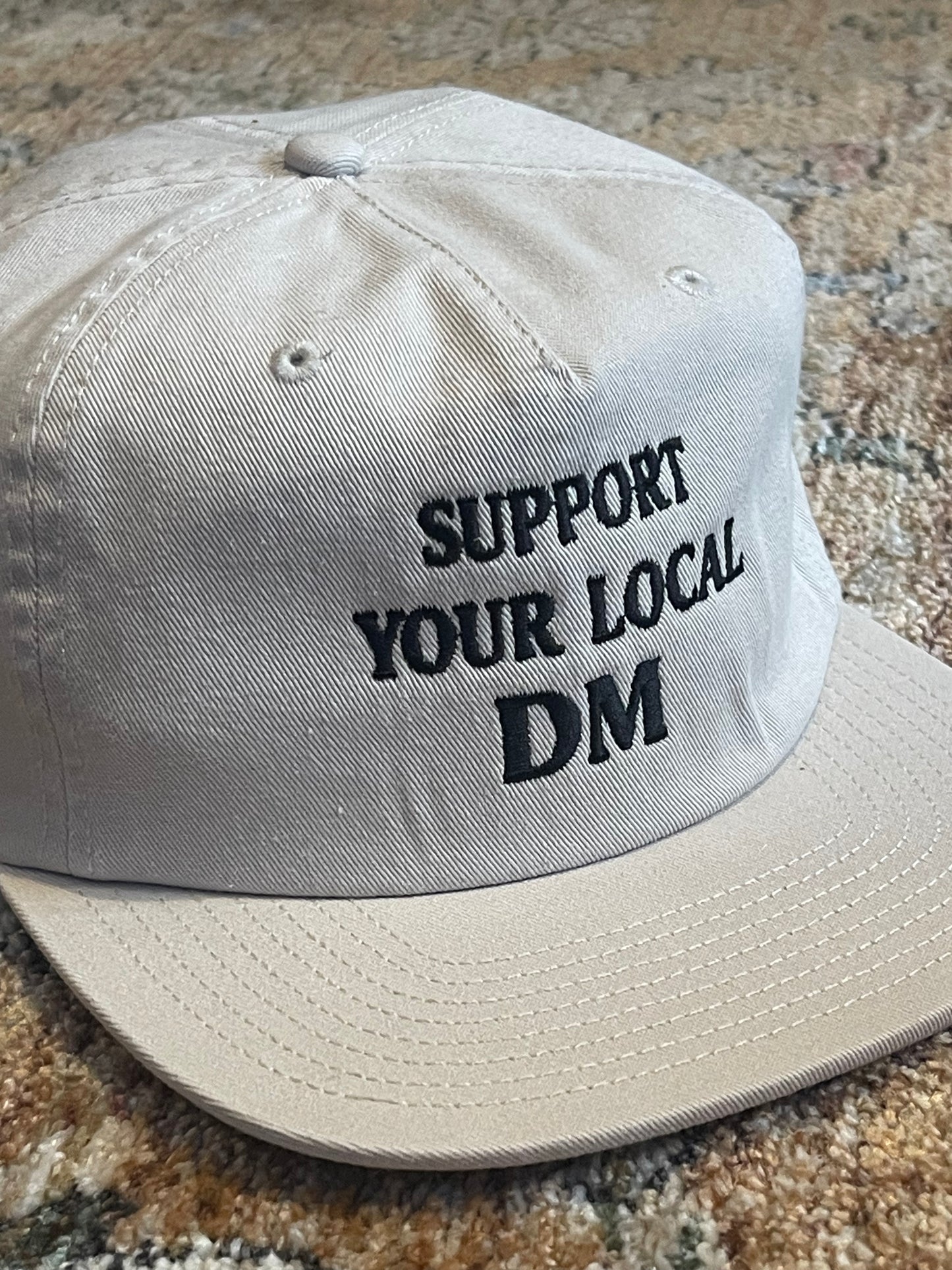 Support your local DM 5-panel cap in Bone