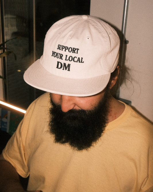 Support your local DM 5-panel cap in Bone