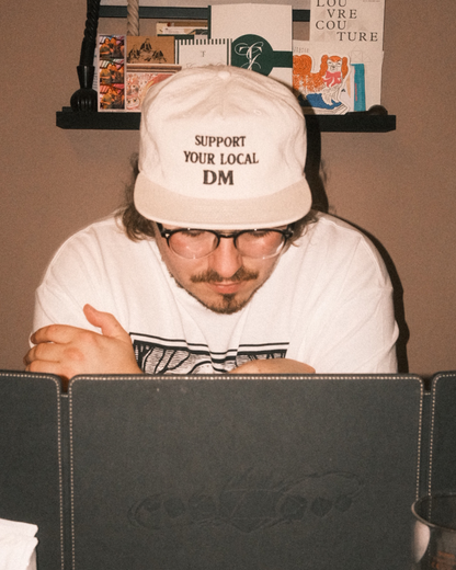 Support your local DM 5-panel cap in Bone